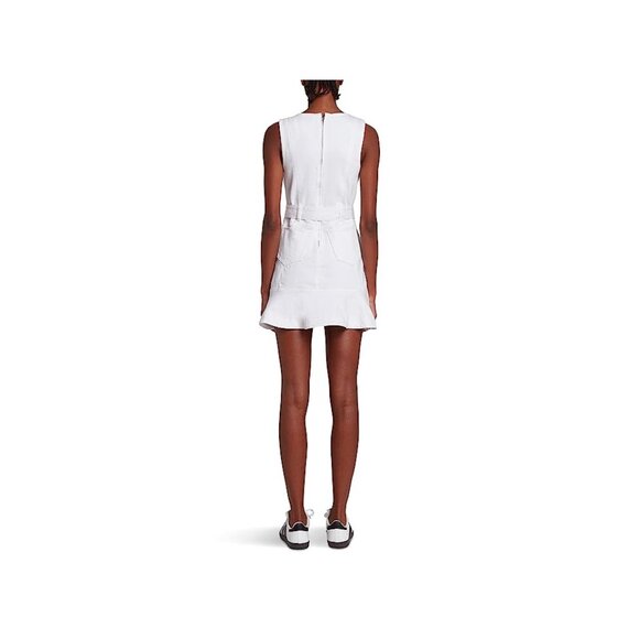7 for All Mankind Patch Pocket Dress Womens XS Brilliant White Belted Sleeveless - Picture 2 of 4